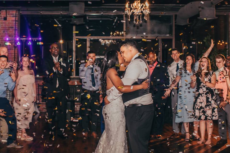 Elegant indoor wedding bubbles