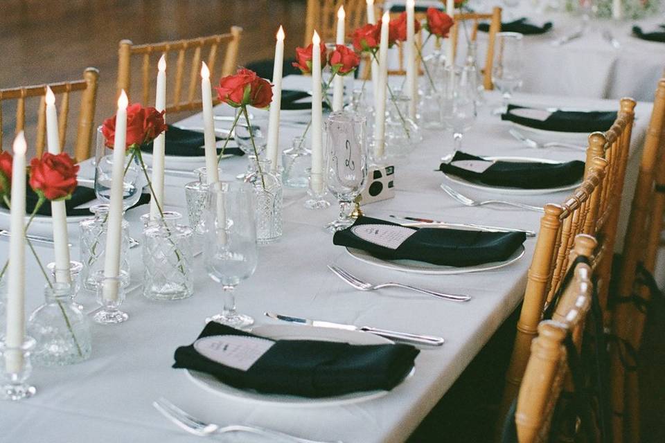 Black red white wedding