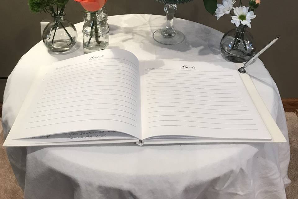Guest book table arrangement