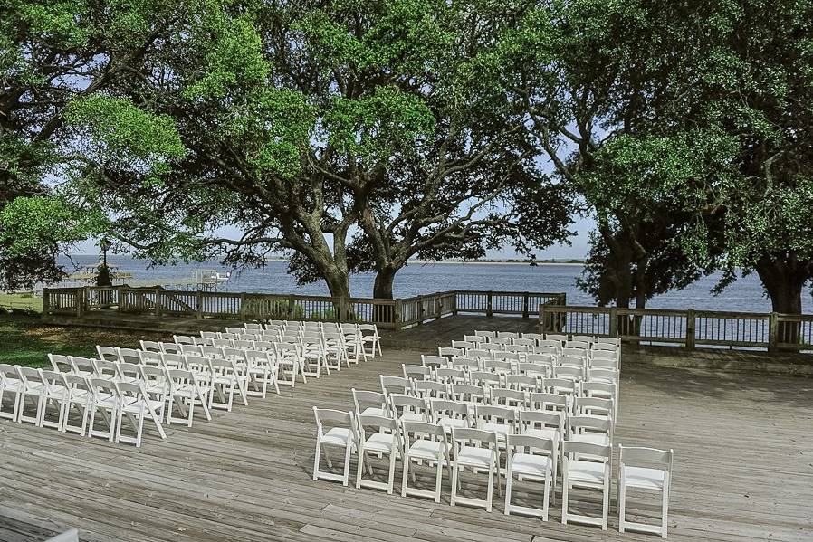 Deck set up for a ceremony