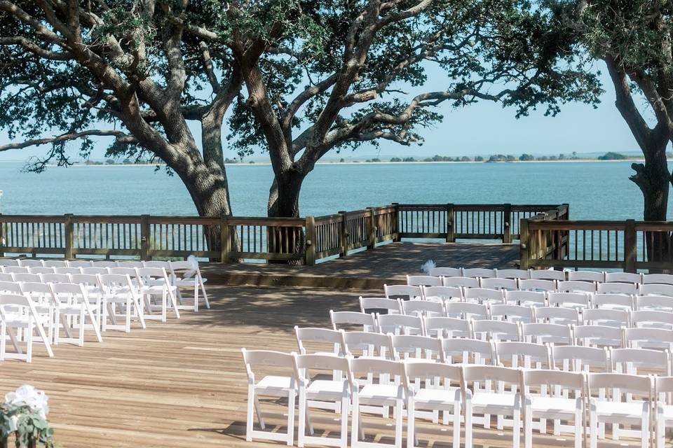 Deck set up for a ceremony