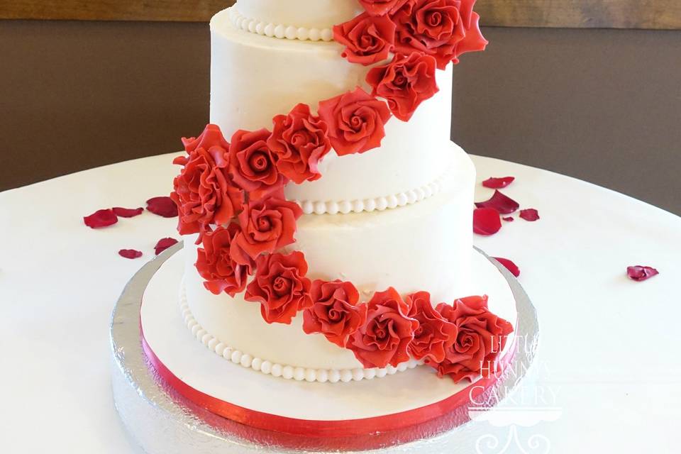 Buttercream wedding cake with edible sugar roses