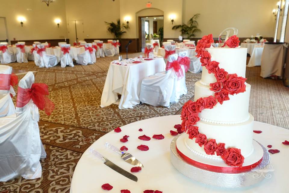 Buttercream wedding cake with edible sugar roses