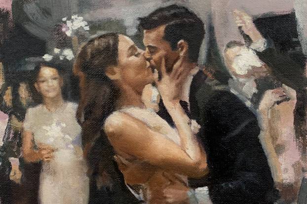 Lovebirds (Chris & Ana), oil on canvas, 18