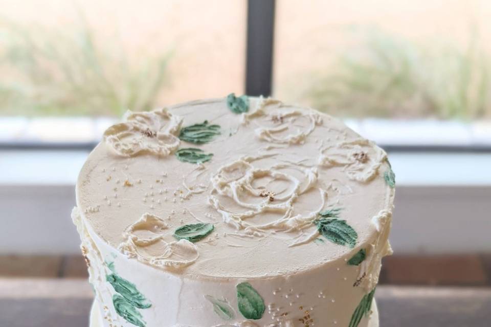 Painted buttercream florals
