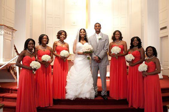Newlyweds and the bridesmaids