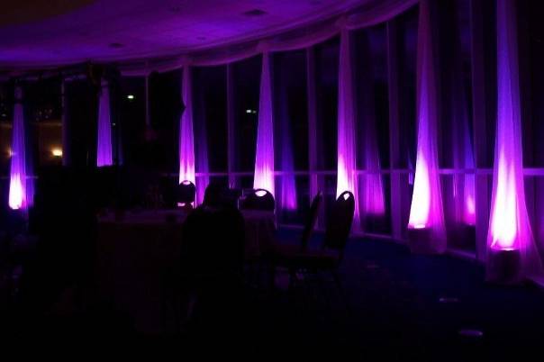 Uplighting by American Entertainment at the reception area
