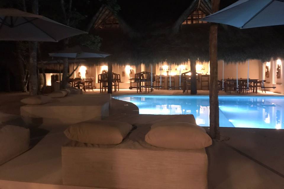Nighttime by the pool