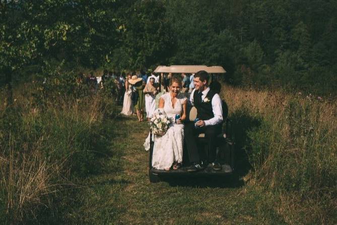 The couple together with their bridesmaids and groomsmen