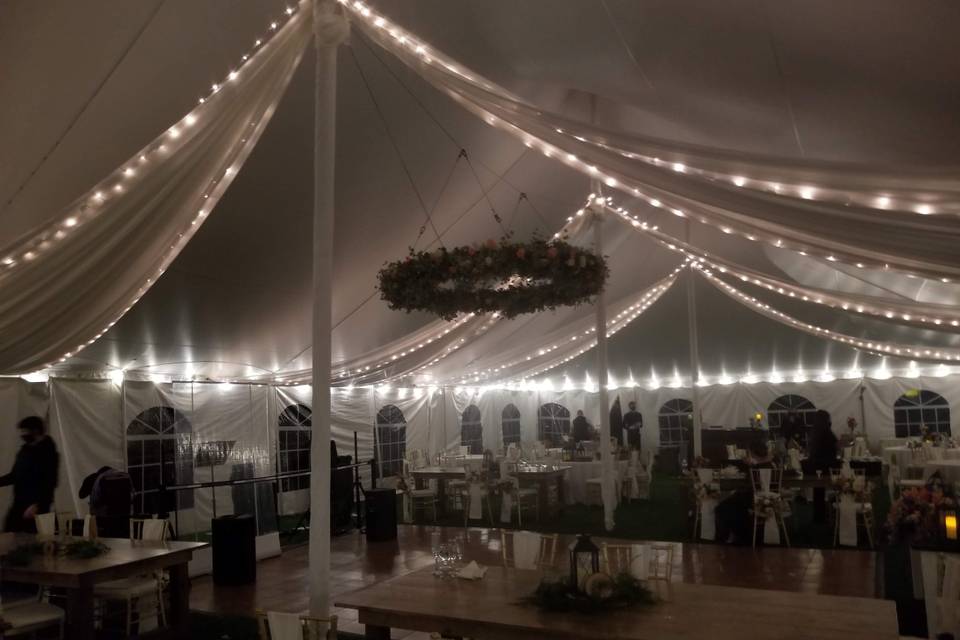 Tent drape at night