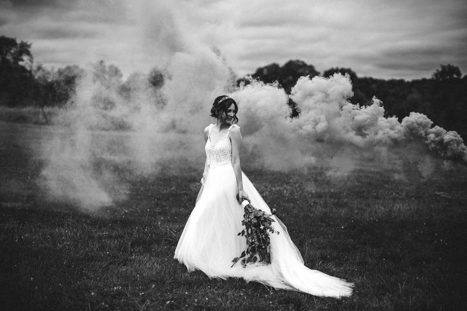 Dramatic portrait with smoke