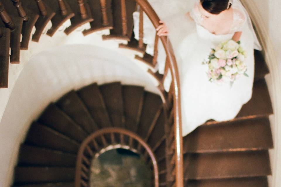 Bride descending the staircase
