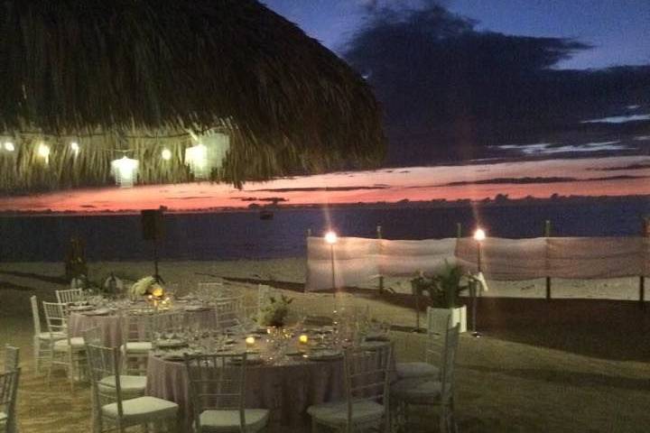 Outdoor wedding reception area