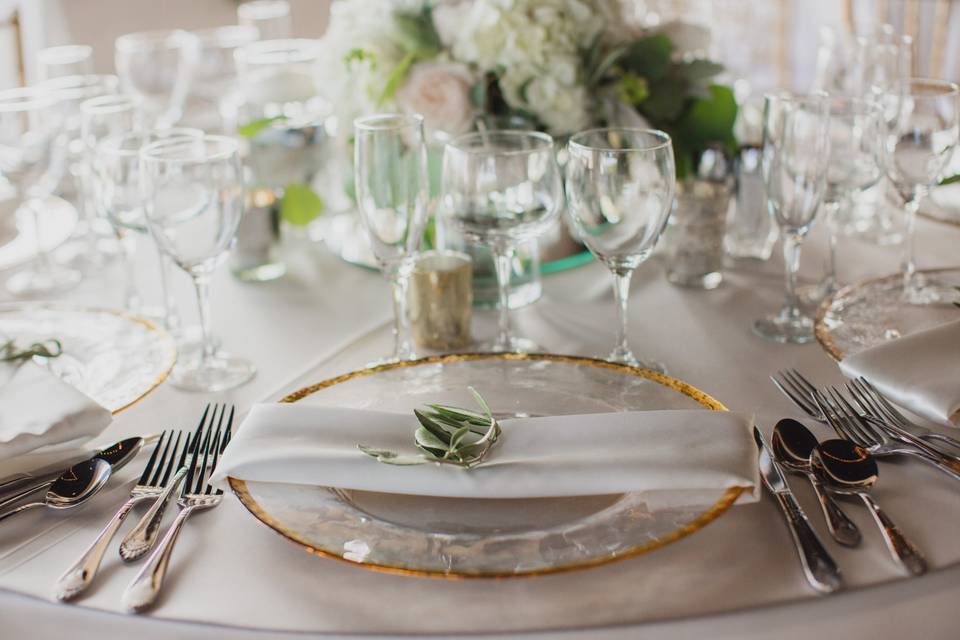 Gold-rimmed plates