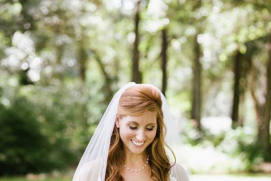 Newlywed with the bouquet