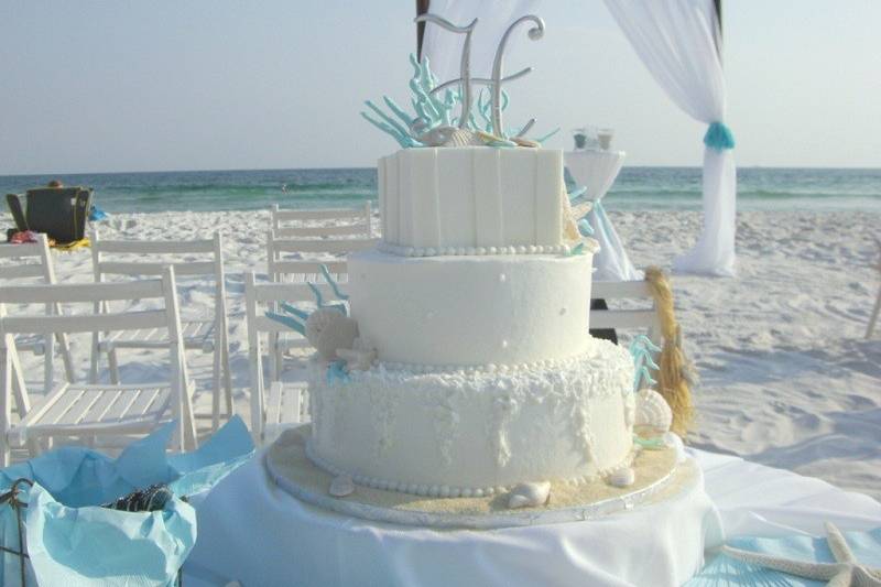 Wedding cake at the beach