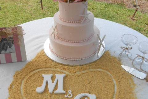 3-tier pink wedding cake