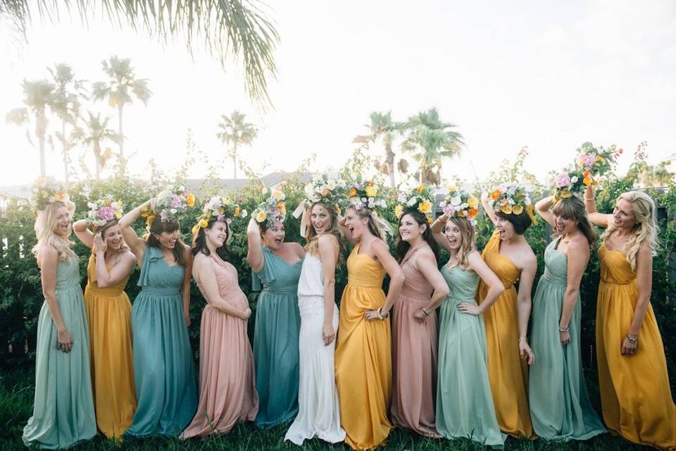 Bride and her bridesmaids