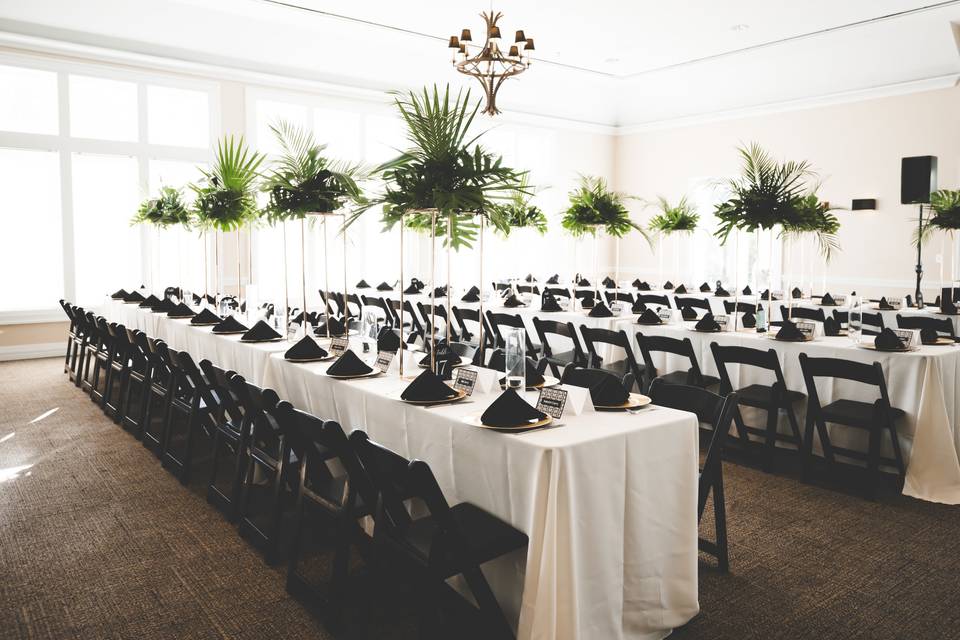 Rented black resin chairs