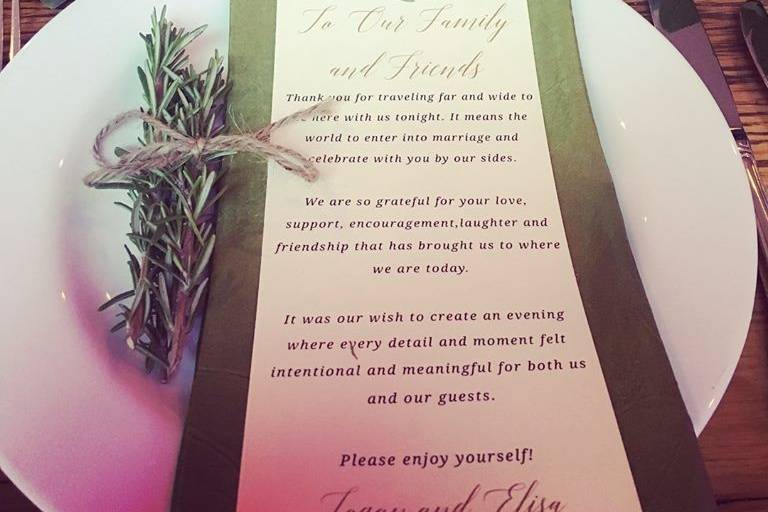 Place setting rosemary