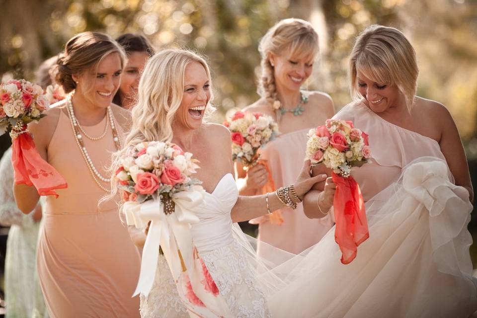 The bride with her bridesmaids