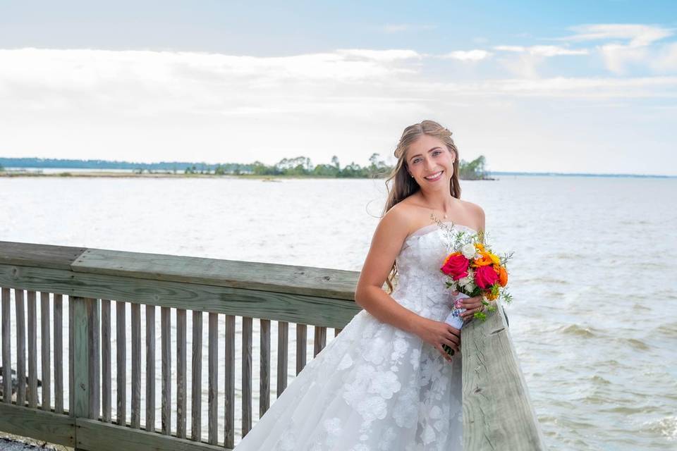 Bridal portrait on the coast