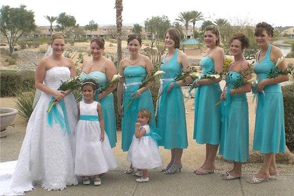 Bride, flower girls ,brides Maides 1,2,5&6