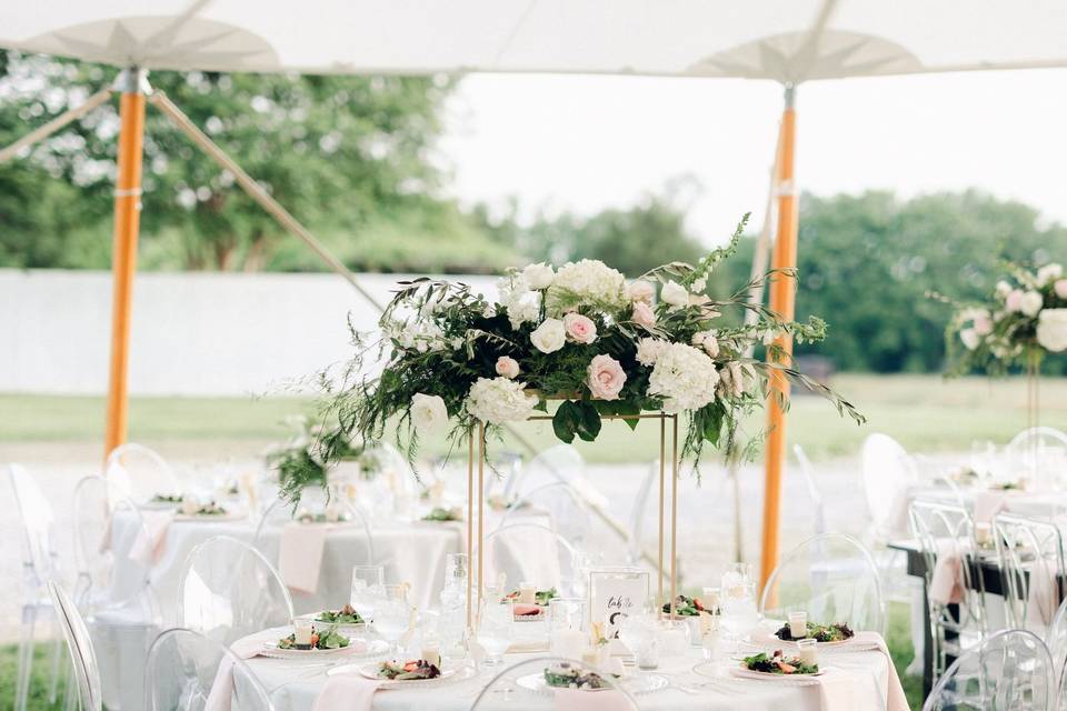 Tented reception tables