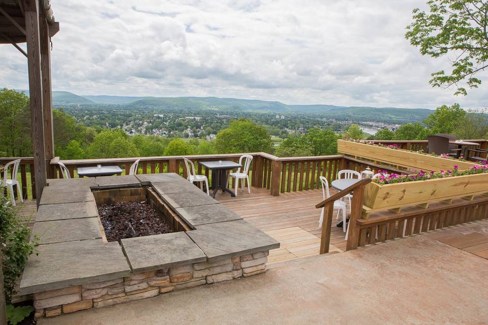 Our Stone Fire Pit and Deck