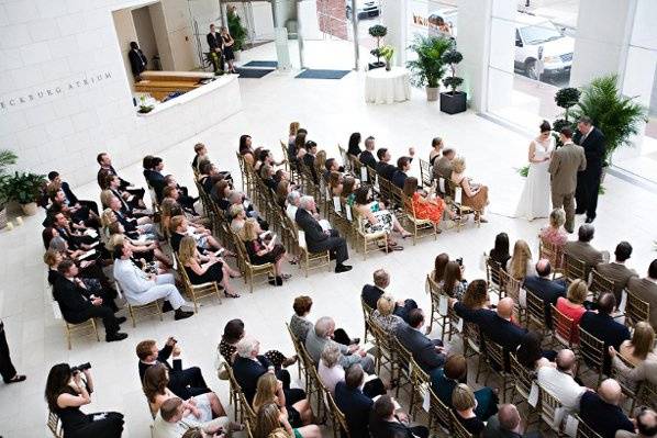 Ceremonies in the Jepson atrium are typically followed by cocktails on our terrace.