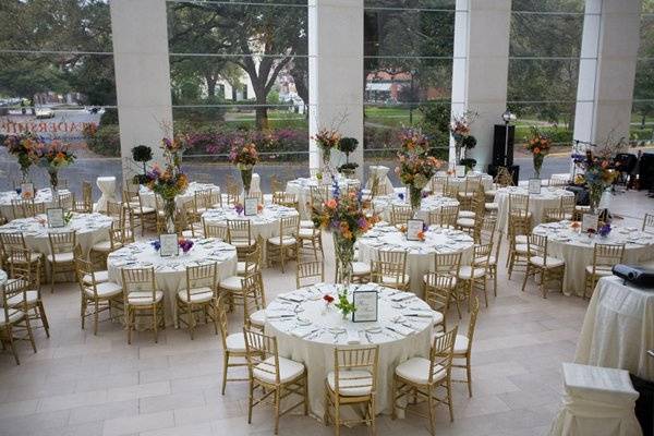 The gorgeous white marble of the Jepson Center make a perfect palate for any wedding colors.