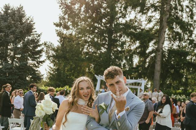 Bride and Groom Celebrating