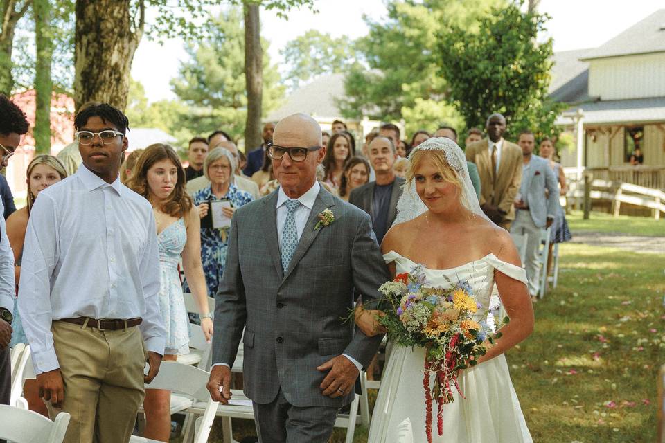 Bride walking down the isle