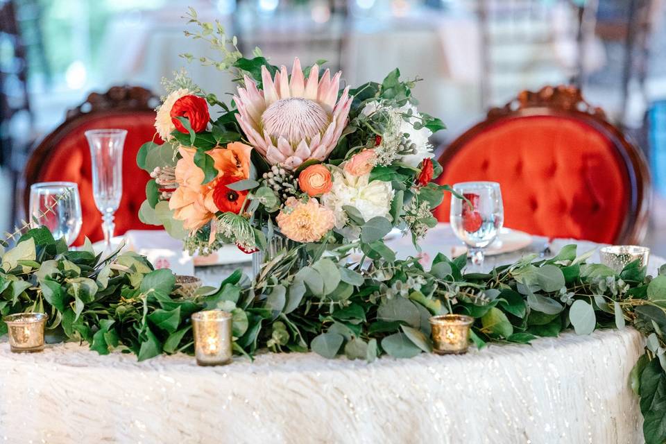 K & J sweetheart table