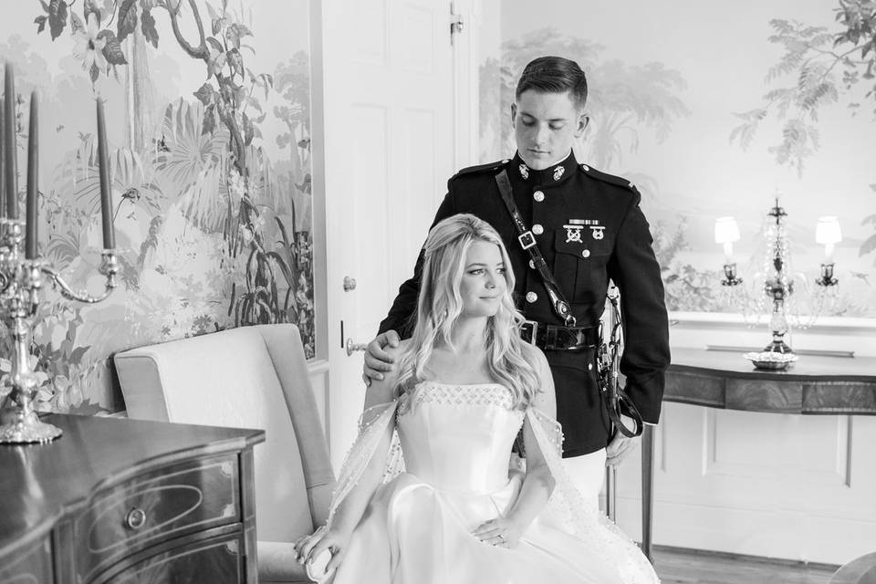 Military bride and groom