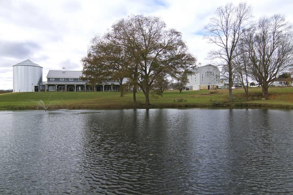 Pond overlooking the barns