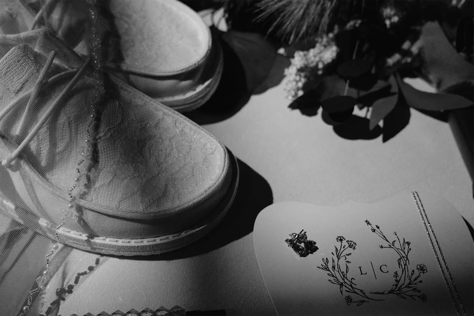 Black and white cinematic wedding film still of detail items at Southdown Plantation in Houma, Louisiana, filmed by Baton Rouge wedding videographers Enchanted Cinema Co..jpg