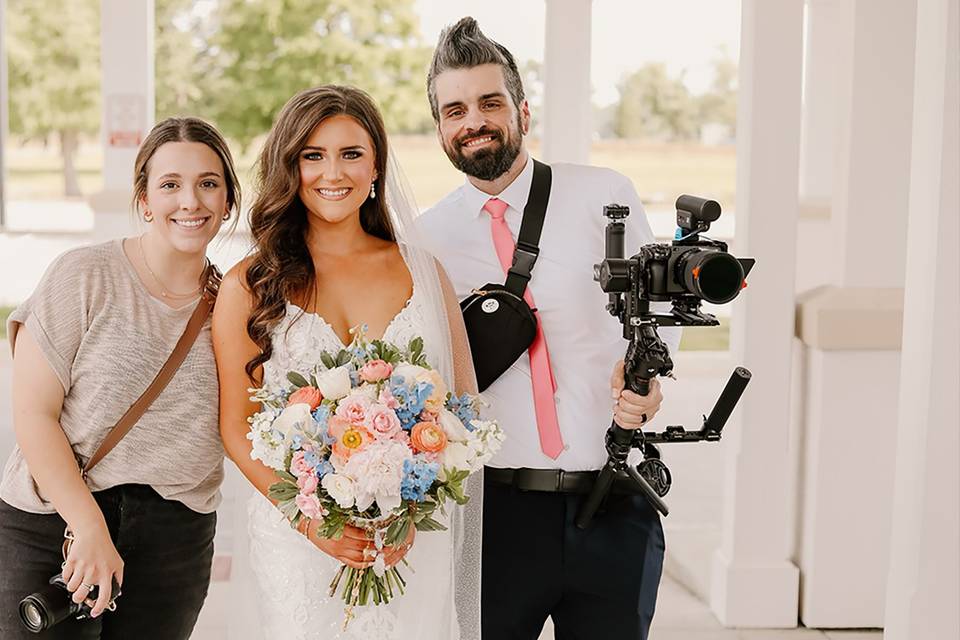 BTS still of bride Madison on her wedding day at Our Lady of the Holy Rosary in St. Amant, Louisiana, with photographer and Robert of Enchanted Cinema Co, Baton Rouge wedding videographer.jpg