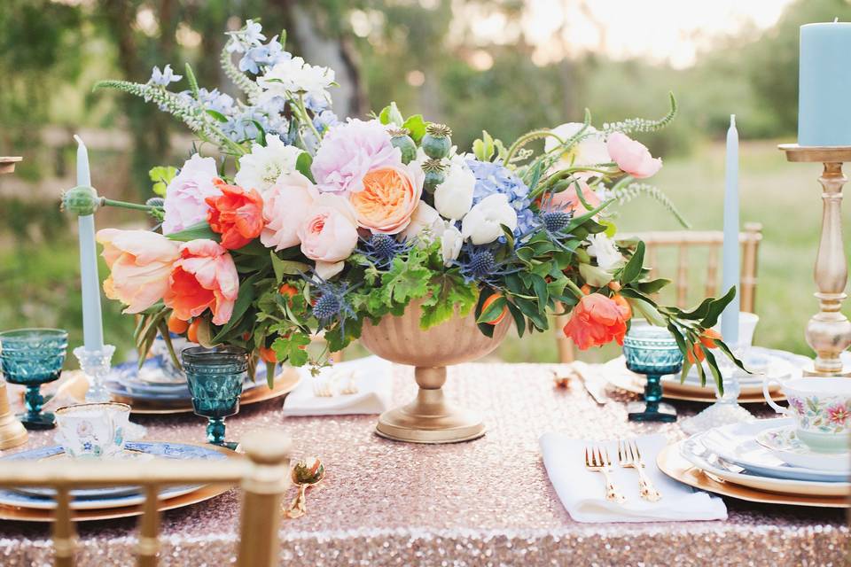 Blush Rose Gold Sequin Table Linen