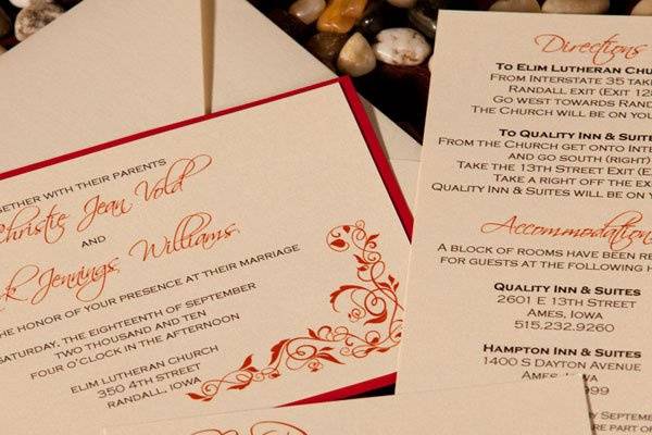 Standard Invitation with RSVP and Accommodations Cards