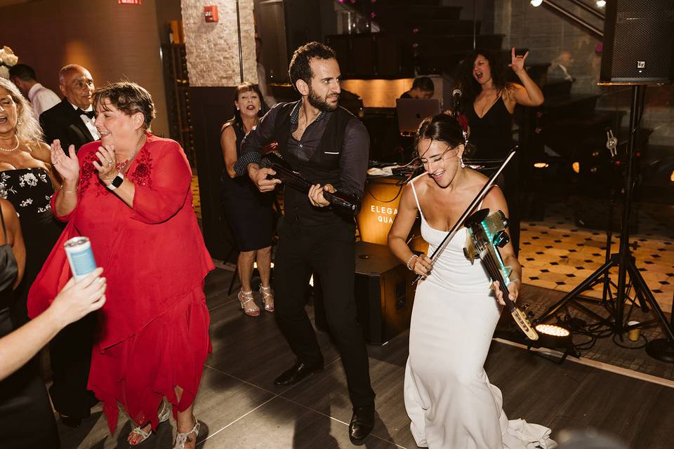 Bride playing violin