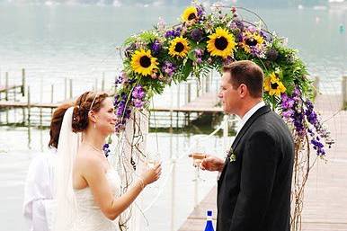 Newlyweds toasting