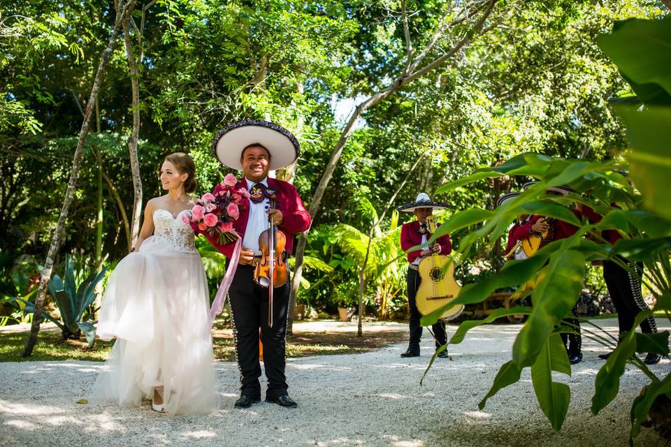 With Mariachi Band.