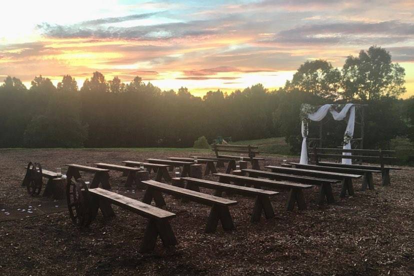 Ceremony site with sun on the horizon