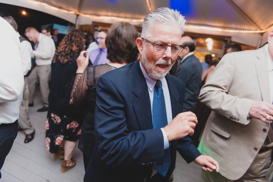 Wedding guests dancing