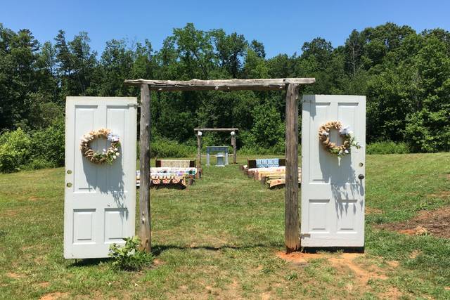 Decorated wedding arbor