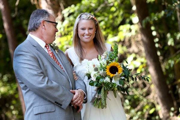 Father and daughter about to walk down the aisle. Sweetest moment of the day!