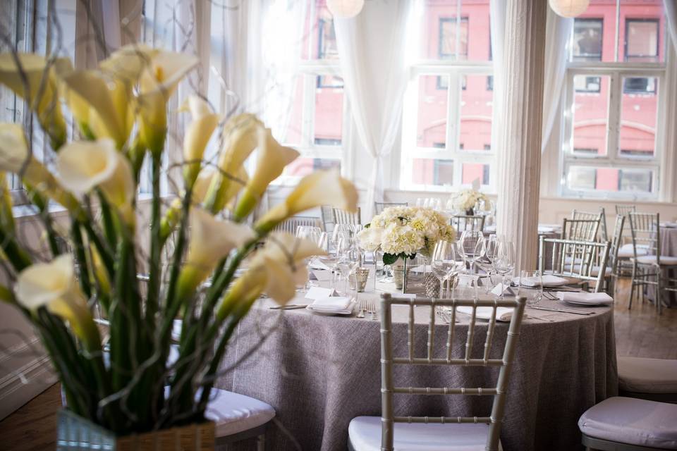 Table setup with centerpiece