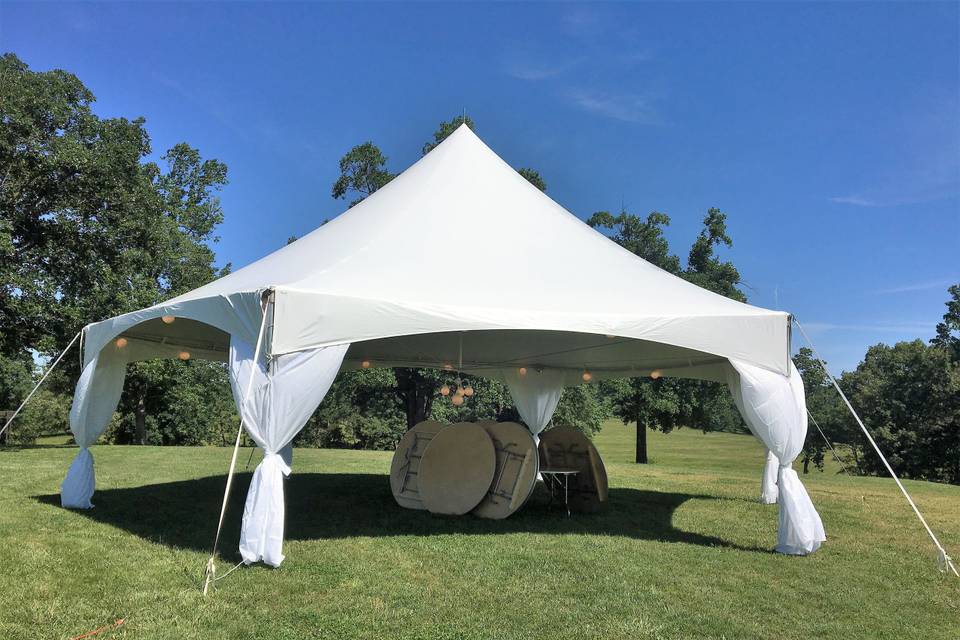 40 Foot Hexagon Tent with Pole Drapes