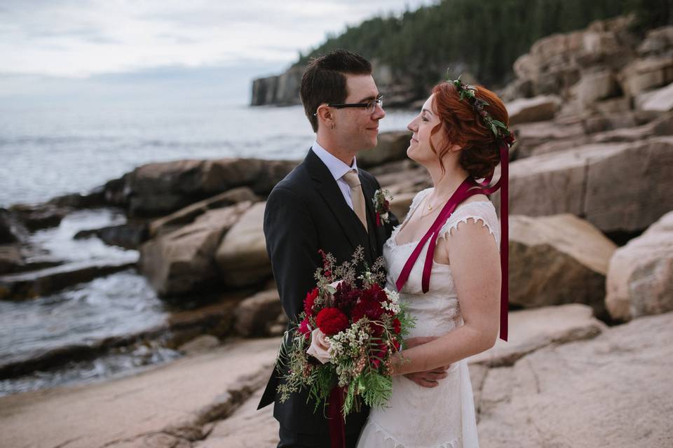 Couple posing on the beach